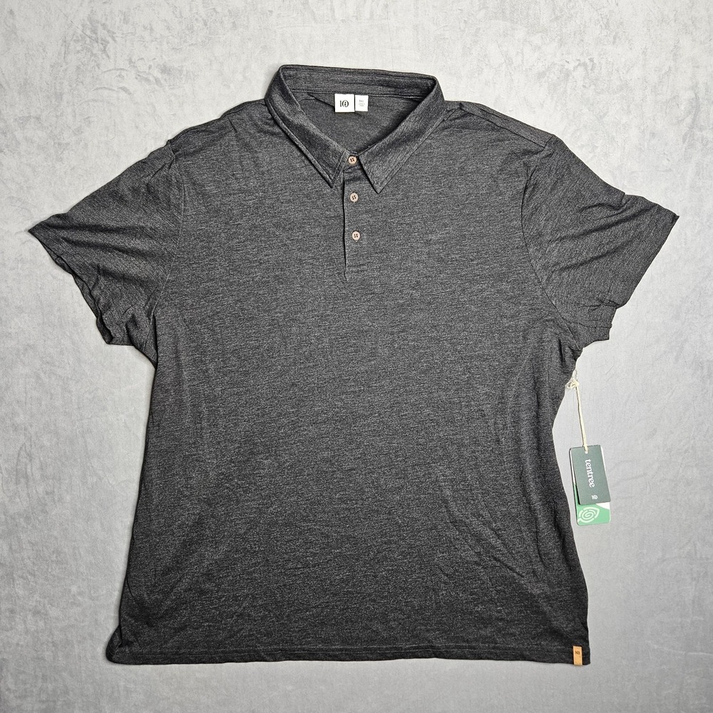 Tentree Polo Shirt Mens 3XL Black Treeblend Astir Casual Soft Stretch Golf Logo